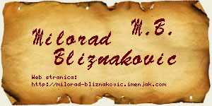 Milorad Bliznaković vizit kartica